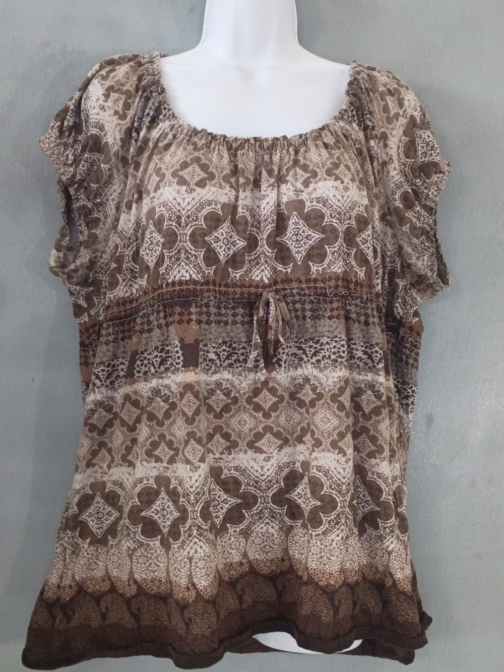 Axcess Brown Printed Peasant Tunic